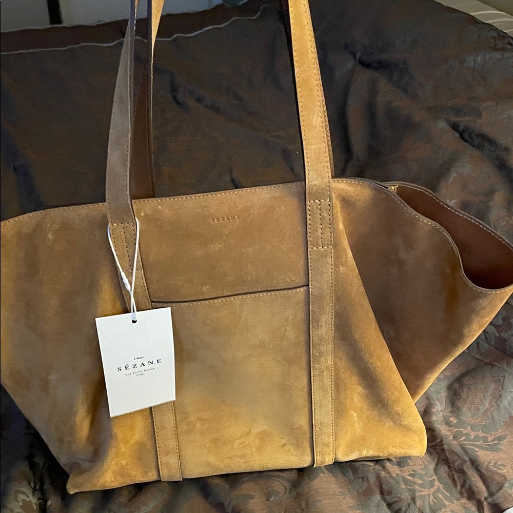 Sezane Gaby camel Suede Tote Bag